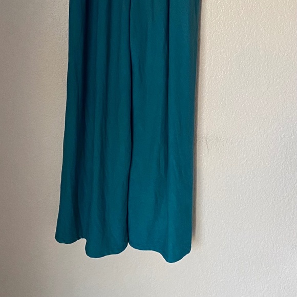 SO Good For Life Teal green Sheared top Jumpsuit Large Straps Wide Leg Flowing - Picture 2 of 10